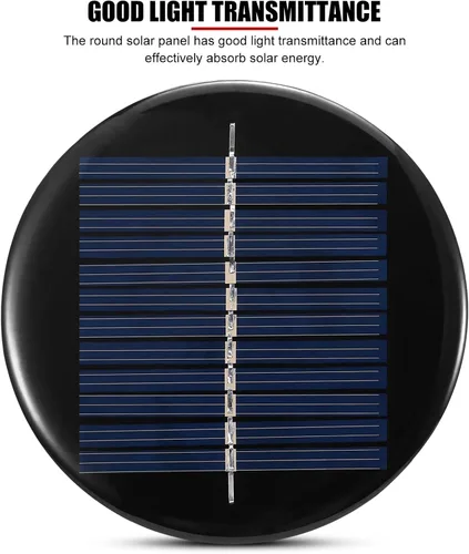 Miniatura 7 de Mini panel solar de 2 piezas de 0.5 W 6 V, panel de células solares policristalinas redondas de 3 pulgadas, para reloj inteligente, cámaras