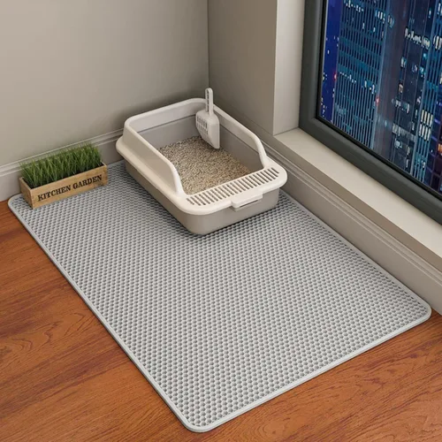 Miniatura 20 de HCY&WLD Tapete para arena de gatos, 45x26/35x24/30x22/24x18 pulgadas, tapete de doble capa para caja de arena de gatos, EVA antideslizante
