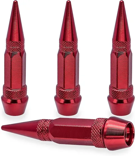 Miniatura 34 de 4 piezas de tapas de válvula de rueda con estilo púas, cubiertas universales de válvula de rueda de aleación de aluminio a prueba de polvo
