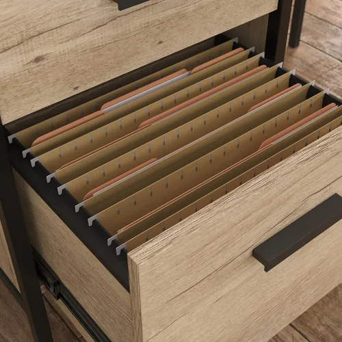 Miniatura 9 de Sauder Market Commons - Escritorio en L de madera y metal en roble Prime