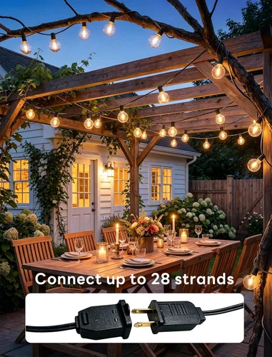 Miniatura 7 de Abeja - Cadena de luces para exteriores, de 25 pies con bombillas LED G40 tipo globo con 27 bombillas de plástico Edison (2 de repuesto), luces