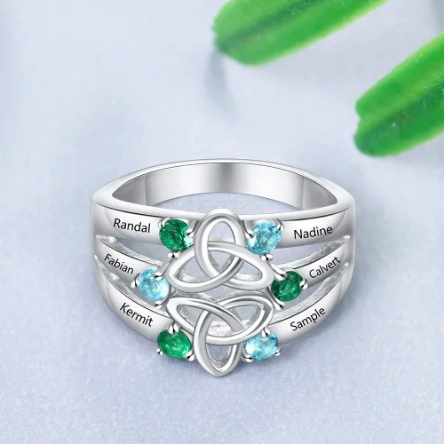 Miniatura 5 de 6 anillos de imitación de piedras natales para madres para mujer grabados anillos familiares para abuela mujeres anillos para regalo de día