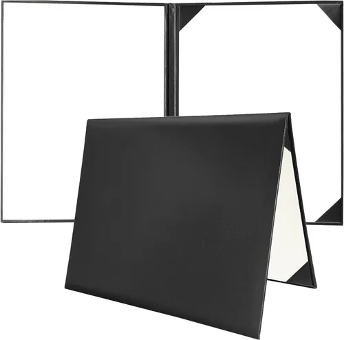Miniatura 4 de Cubierta para diploma de 8.5 x 11 pulgadas, titular de certificado de graduación, cubiertas de certificado de cuero liso (negro)