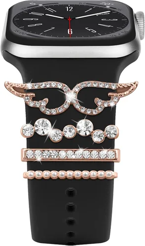 Miniatura 22 de ALMNVO Bling Charms de diamante para correas de Apple Watch, Charms de 46 mm, 45 mm, 44 mm, 42 mm, 41 mm, 40 mm, 38 mm, 49 mm, anillos decorativos