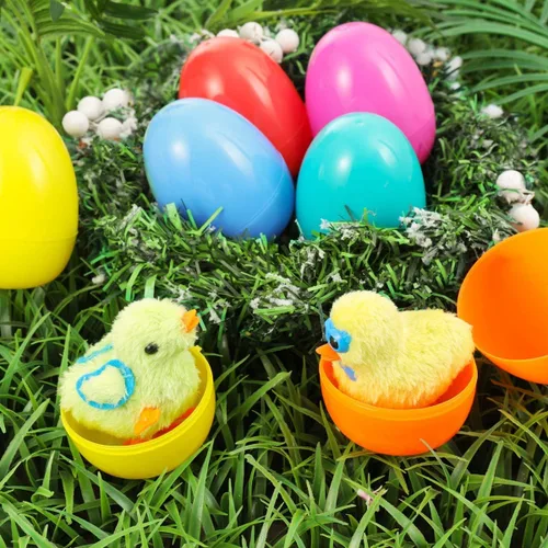 Miniatura 7 de Huevos de Pascua precargados con coloridos conejitos saltadores y pollo para cestas novedosas, recuerdos de fiesta de caza de huevos, paquete de 8