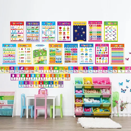 Miniatura 4 de OUNENO Juego de tablero de letras del alfabeto ABC Línea de números 0-20 para decoración de pared de preescolar, jardín de niños, primaria