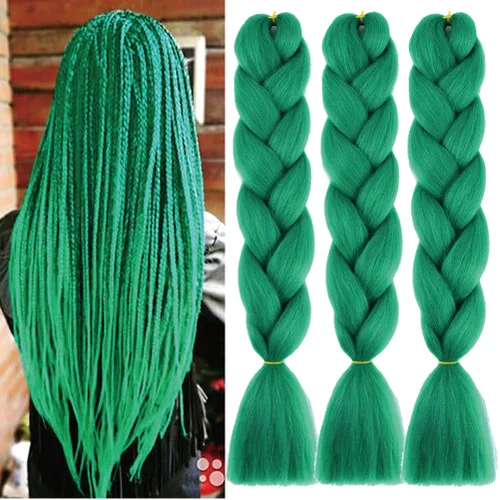 Miniatura 15 de Xiaofeng Extensiones de cabello trenzado coloridas Ombre de 61 cm, 3 unidades, trenzas Jumbo de alta temperatura para trenzas en zigzag y trenzas