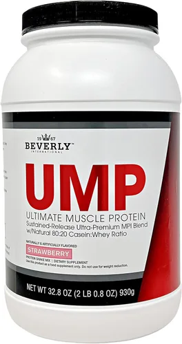 Beverly International UMP Proteína en Polvo, Fresa. Proporción Única de Suero-Caseína Desarrolla Músculo Magro. Fácil de Digerir. Sin Hinchazón.