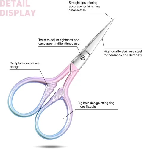 Miniatura 4 de Cuidado personal Herramientas profesionales de belleza (rosa) Tijeras pequeñas Depilación facial y oído, nariz y cejas, recorte de barba Tijeras