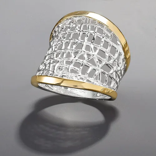 Miniatura 6 de Ross-Simons Sterling Silver and 14kt Yellow Gold Free-Form Lattice Ring