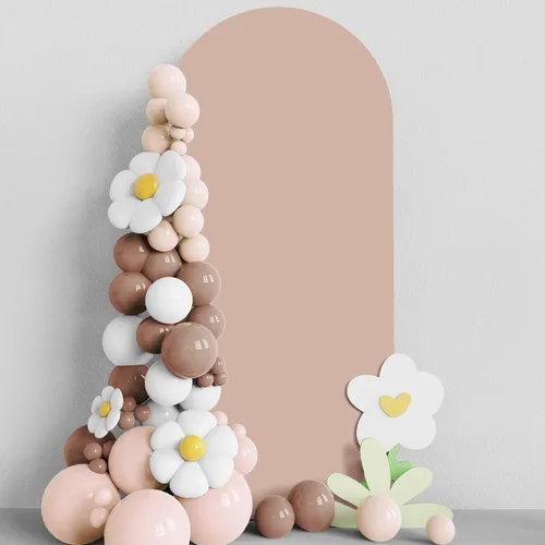 Miniatura 10 de Asee'm Cubierta de arco de boda de 6 pies, color beige, ajustada, cubierta de elastano ajustable de 2 caras, cubierta de fondo para decoración