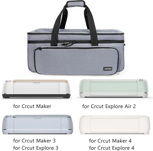 Miniatura 3 de AMOIGEE Estuche de transporte para Cricut Maker 3, Maker 4, Explore Air 2, Explore 3, Explore 4, bolsa de transporte de doble capa con cubierta Gris
