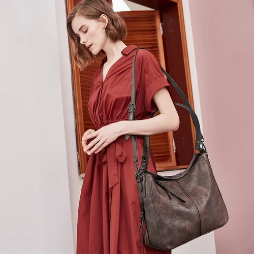 Miniatura 2 de BROMEN Bolsos de cuero vegano para mujer, bolsos de diseñador grandes con correa ajustable, Bolsa Hobo