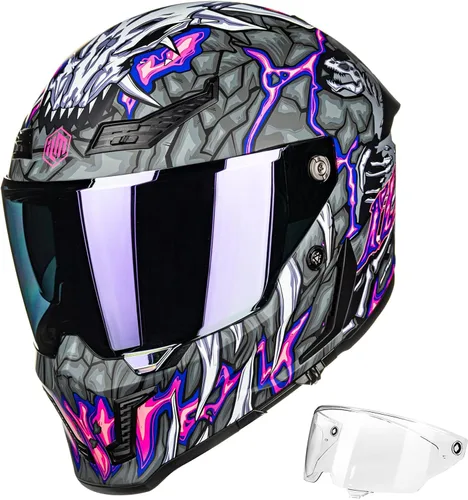 Miniatura 18 de ILM Cascos para Motocicleta para Adultos Hombres Mujeres Casco Integral DOT ECE con Visor Dual para Carreras en Calle con Pinlock Modelo MF509