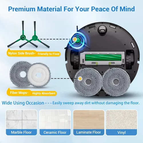 Miniatura 4 de Plus 405 Combo Piezas de repuesto para Roomba Plus 405 Combo Plus 505/507Combo Robot Aspirador Piezas con 2 cepillos de rodillo, 4 HEAP, 6 Mops, 6