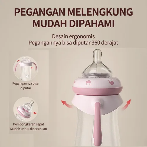 Miniatura 5 de Botellas para bebé Oberni, botellas de leche para niños con pajita con peso y asa antideslizante, tamaño + flujo rápido variable, 12+ meses, sin
