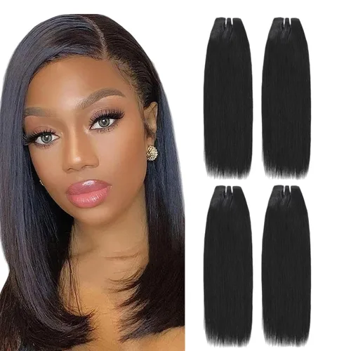 Miniatura 27 de Paquetes de cabello humano corto de 8 pulgadas 10A, pelo brasileño lacio virgen 100% cabello humano liso sin procesar, 4 paquetes 50g/Und