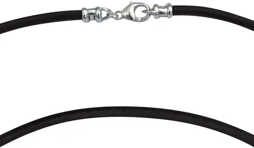 Miniatura 2 de DragonWeave Collar de plata de ley de 0.118 in de grosor de cuero negro