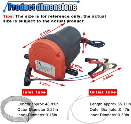 Miniatura 2 de Extractor de bomba de cambio de aceite, bomba de transferencia de fluidos de 12 V 60 W, extractor de bomba de aceite/diésel con manguera, cambiador