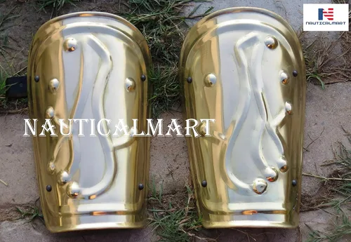 Miniatura 3 de NAUTICALMART Brazales de armadura griega, abrazaderas con acabado de latón, Latón