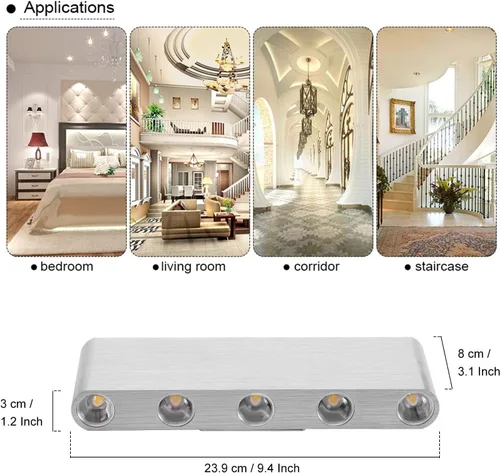 Miniatura 2 de Kawell Aplique de pared moderno de 10 W, luz de pared LED para interiores, lámpara de pared LED de aluminio para dormitorio, sala de estar, mesita