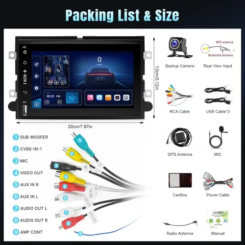 Miniatura 8 de Leadfan Radio de coche Android para Ford F150/F250/F350 2004-2016, pantalla de 7 pulgadas estéreo de coche con CarPlay inalámbrico Andriod Auto