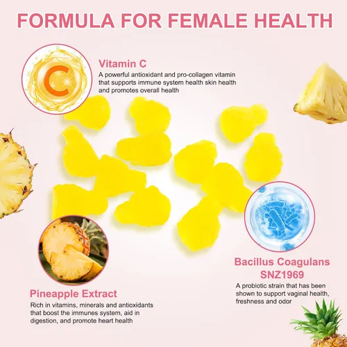 Miniatura 4 de Probióticos vaginales fuente de gomitas femeninas, equilibrio de pH, gomitas de equilibrio femenino para mujeres, probióticos para mujeres salud