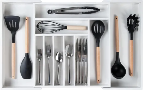 Miniatura 23 de KitchenEdge Organizador Premium de Cubiertos, Vajilla y Utensilios para Cajones de Cocina, Grado Contractual Apto para Alimentos, Expandible de 18 a