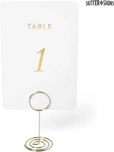 Miniatura 4 de Sutter Signs Juego de tarjeteros dorados para mesa de boda del 1 al 30 Elegantes letreros de mesa para recepciones de boda