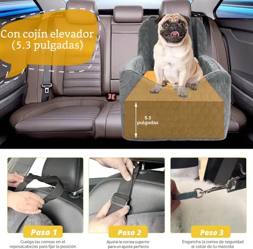 Miniatura 4 de Asiento de automóvil para perros pequeños/medianos, asiento elevador de perro de espuma viscoelástica, seguridad de viaje para asiento de automóvil