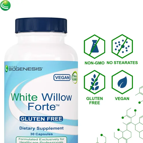 Miniatura 4 de Nutra Biogenesis White Willow Forte - Cápsulas de corteza de sauce blanco para apoyo digestivo con boswellia, cúrcuma, jengibre y bromelina, mezcla