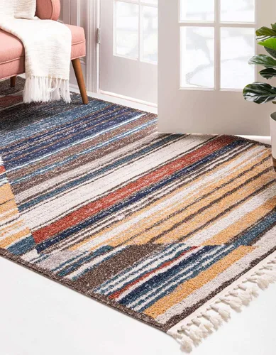 Miniatura 4 de Unique Loom Colección Aramis - Alfombra Zoe (rectangular 2' 0" x 3' 1", Multi/Azul)