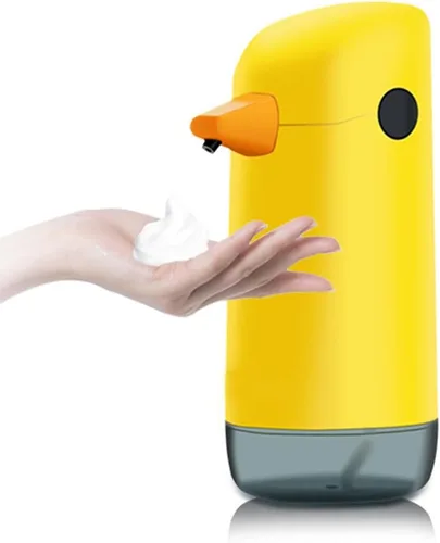 Miniatura 18 de Dispensador de jabón automático lindo - Dispensador de jabón de manos sin contacto rosa para niños, impermeable de montaje en pared USB recargable