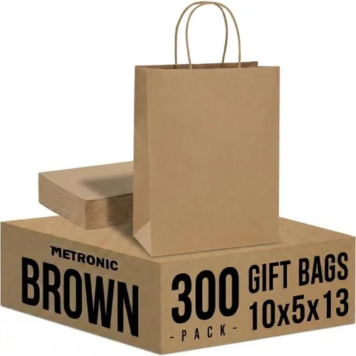 Miniatura 31 de METRONIC Bolsas de papel marrón de 10 x 5 x 13 pulgadas, 50 unidades, bolsas de regalo de papel kraft de tamaño mediano con asas, bolsa de papel