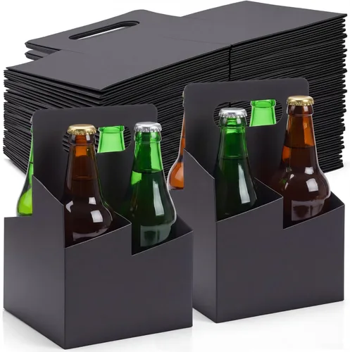 Miniatura 11 de Jetec 50 piezas Portador de bebidas de 4 tazas con asa, portador de cerveza de cartón kraft, portavasos desechable para bebidas calientes o frías