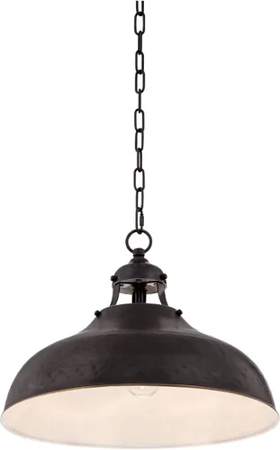 Miniatura 5 de Franklin Iron Works Essex - Lámpara colgante colgante de bronce teñido de 16 pulgadas de ancho, pantalla de cúpula rústica industrial para comedor