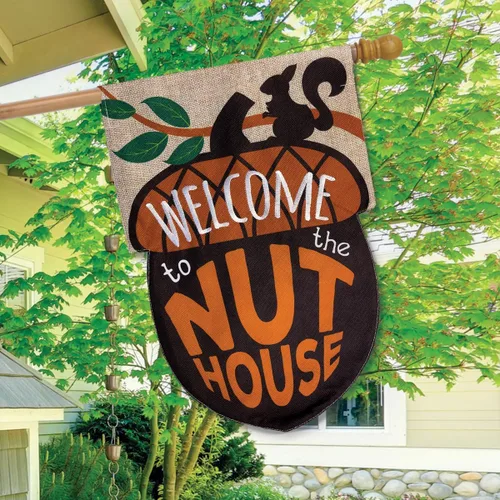 Miniatura 2 de Briarwood Lane Bandera de arpillera con texto en inglés "Welcome To The Nuthouse