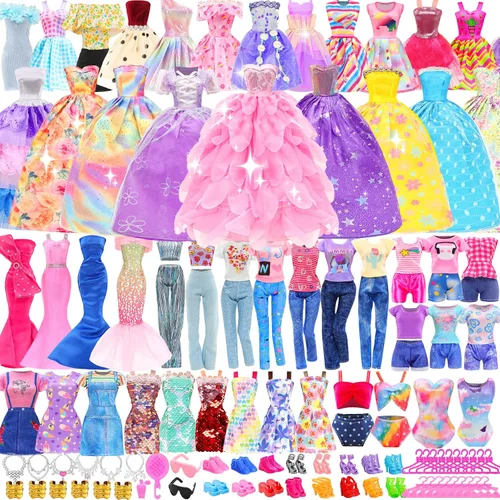 Miniatura 7 de 40 piezas de ropa y trajes para muñecas, 6 pantalones, 10 zapatos, 15 accesorios de maquillaje y 9 accesorios de vajilla para muñecas de 11.5