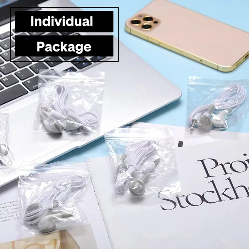 Miniatura 6 de Xuhal Paquete de 150 auriculares a granel con auriculares con cable con conector de 0.138 in, auriculares con cable a granel para teléfonos