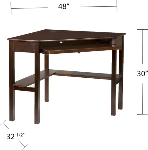 Miniatura 3 de SEI Furniture - Escritorio esquinero para computadora Wardboro - Espresso - Diseño de transición, acabado marrón - Ideal para oficina en casa