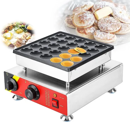 Hanchen Máquina comercial para hacer panqueques, mini panqueques holandesa, máquina eléctrica Dorayaki, máquina para hacer muffins, 25 piezas, doble