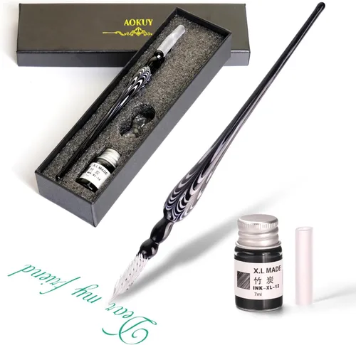 Miniatura 17 de Juego de bolígrafos de inmersión de vidrio, bolígrafo de caligrafía, bolígrafo de firma de cristal para arte, escritura, firmas, decoración y regalo