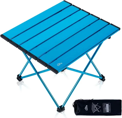 Miniatura 17 de iClimb Mesa plegable de camping compacta ultraligera con bolsa de transporte (plata - L)