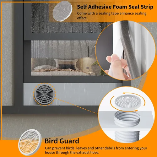 Miniatura 7 de LBG Products Kit de sellado de ventana de aire acondicionado portátil aislado, kit de ventilación de ventana de CA ajustable, placas de sellado