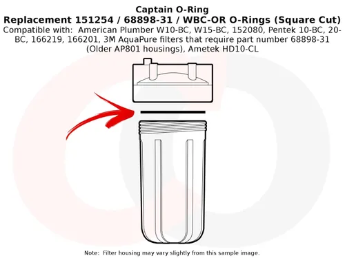 Miniatura 5 de Captain O-Ring - Reemplazo 151254/68898-31 / OK8 / WBC-OR junta tórica cuadrada para Pentek, 3M, Omnifilter, fontanero americano (paquete de 3)