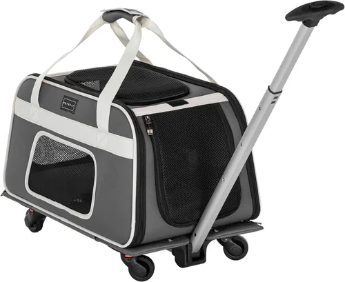 Miniatura 12 de PETSFIT Transportador para gatos aprobado por aerolíneas con ruedas diseñado para perros/gatos pequeños con cuerda de seguridad ajustable y ruedas