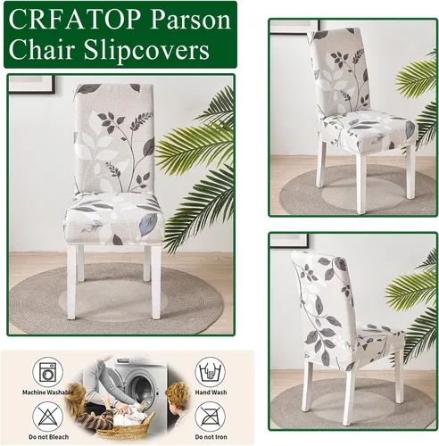 Miniatura 2 de CRFATOP 4 Piezas de Fundas Elásticas para Silla de Comedor con Funda para Banco Fundas Impresas para Silla de Comedor Fundas para Cojín de Asiento