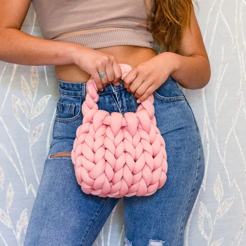 Miniatura 6 de Ultra Suave 1kg (2.2 LBS) Hilo Grueso para Tejer a Mano, Hilo de Tubo de Tela de Terciopelo Luxuoso para Hacer Bolsos, Almohadas, Mantas, Azul Ártico