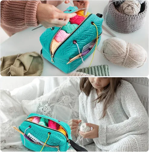 Miniatura 6 de MYBAGZING Organizador Pequeño de Bolsa de Crochet - Bolsa de Tejer - Organizador de Almacenamiento de Hilo - Bolsa de Hilo para Crochet - Soporte