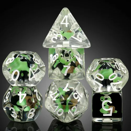 Miniatura 14 de Juego de dados de conejo DND, DNDND 7 dados poliédricos de resina con bolsa de terciopelo para juegos de rol D&D Dungeons and Dragons
